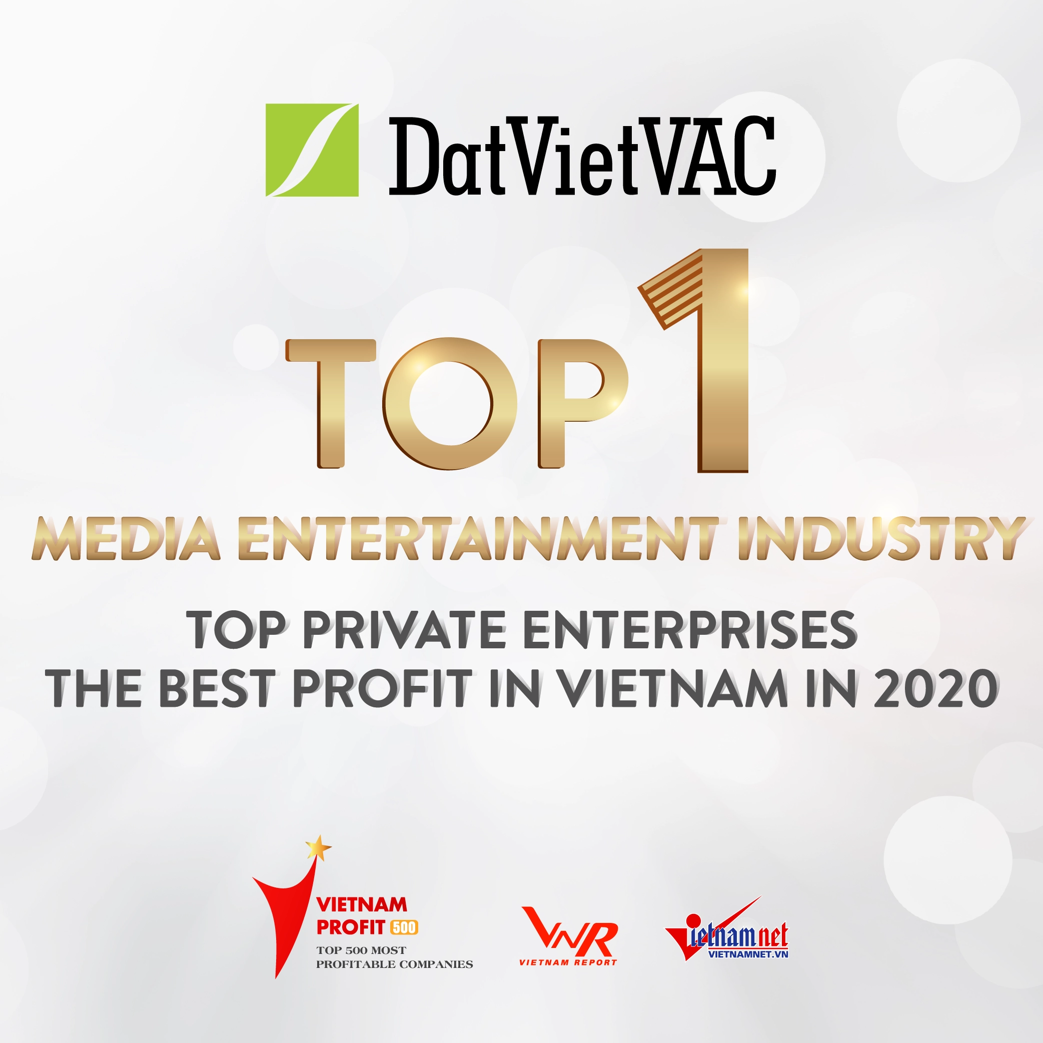 DATVIETVAC ĐẠT TOP KINH TẾ TƯ NHÂN LỢI NHUẬN TỐT NHẤT VIỆT NAM NĂM 2020, DẪN ĐẦU NGÀNH TRUYỀN THÔNG GIẢI TRÍ